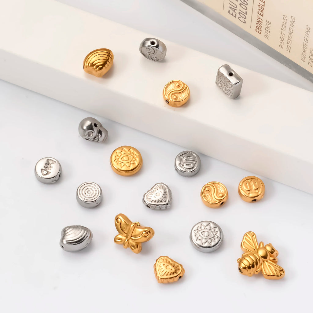 5pcs Stainless Steel Butterfly Bee Loose Spacer Beads Charms For DIY Necklace Bracelet Making Findings Accessories