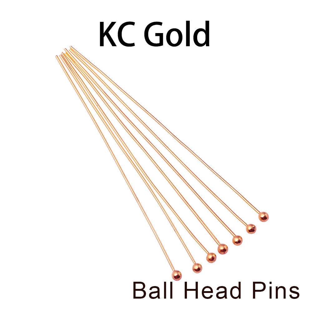 Eye & Head Pin Gold Plated Ball Head Pins for Jewelry  Making 100-200 Pieces