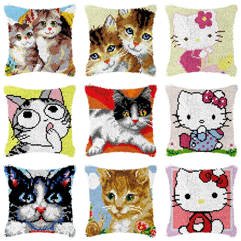 Cartoon Cat  Latch Hook Rug Kit