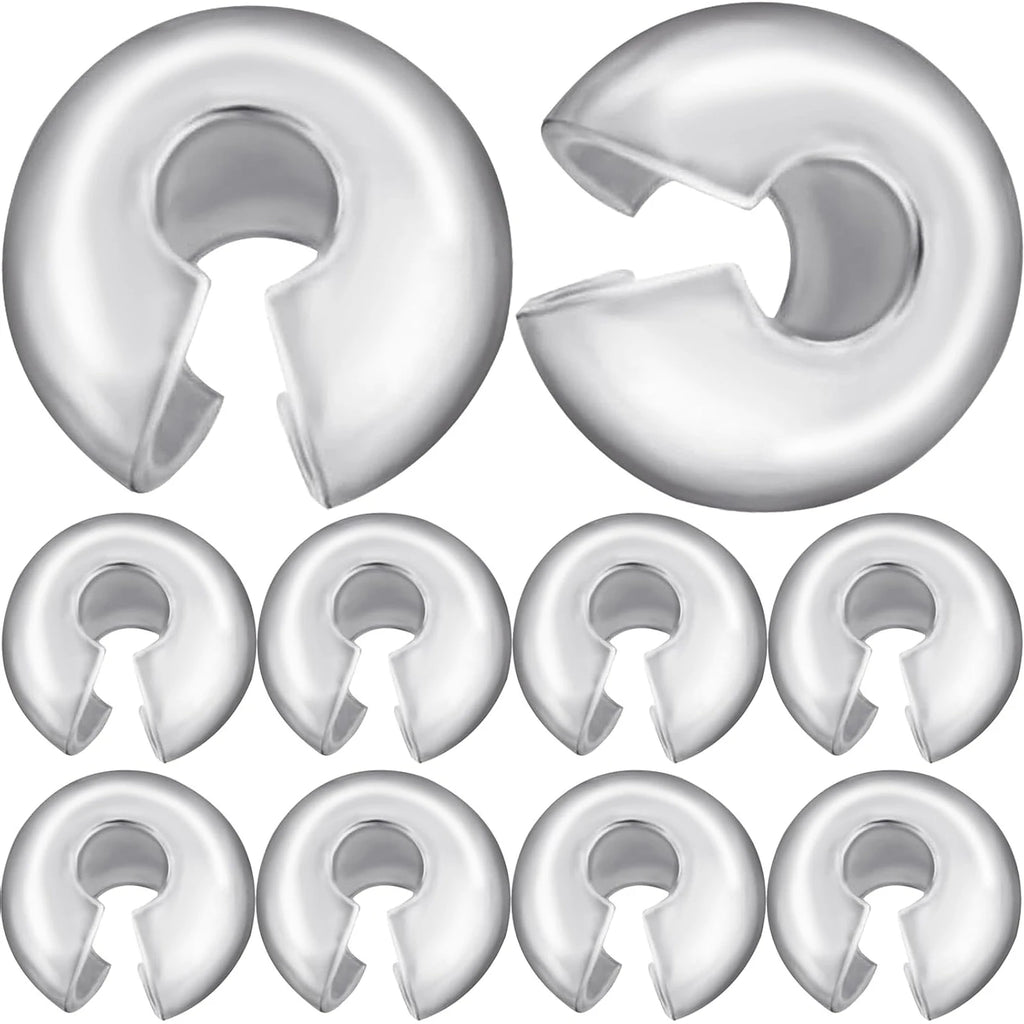 .925 Sterling Silver Small Half Round Open Crimp Beads Knot Covers Caps for Bracelets & Necklaces 10pcs