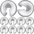 .925 Sterling Silver Small Half Round Open Crimp Beads Knot Covers Caps for Bracelets & Necklaces 10pcs