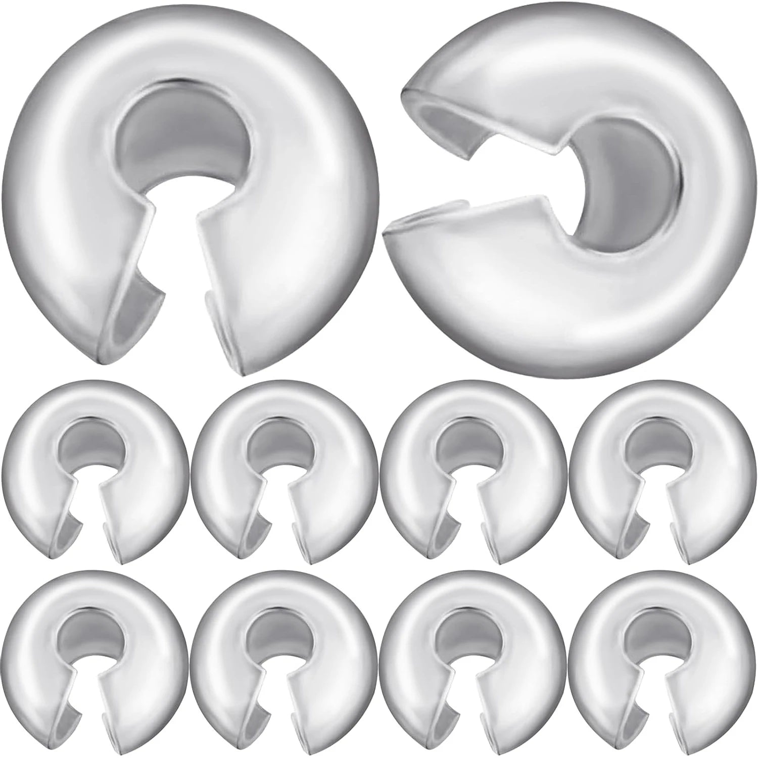 .925 Sterling Silver Small Half Round Open Crimp Beads Knot Covers Caps for Bracelets & Necklaces 10pcs
