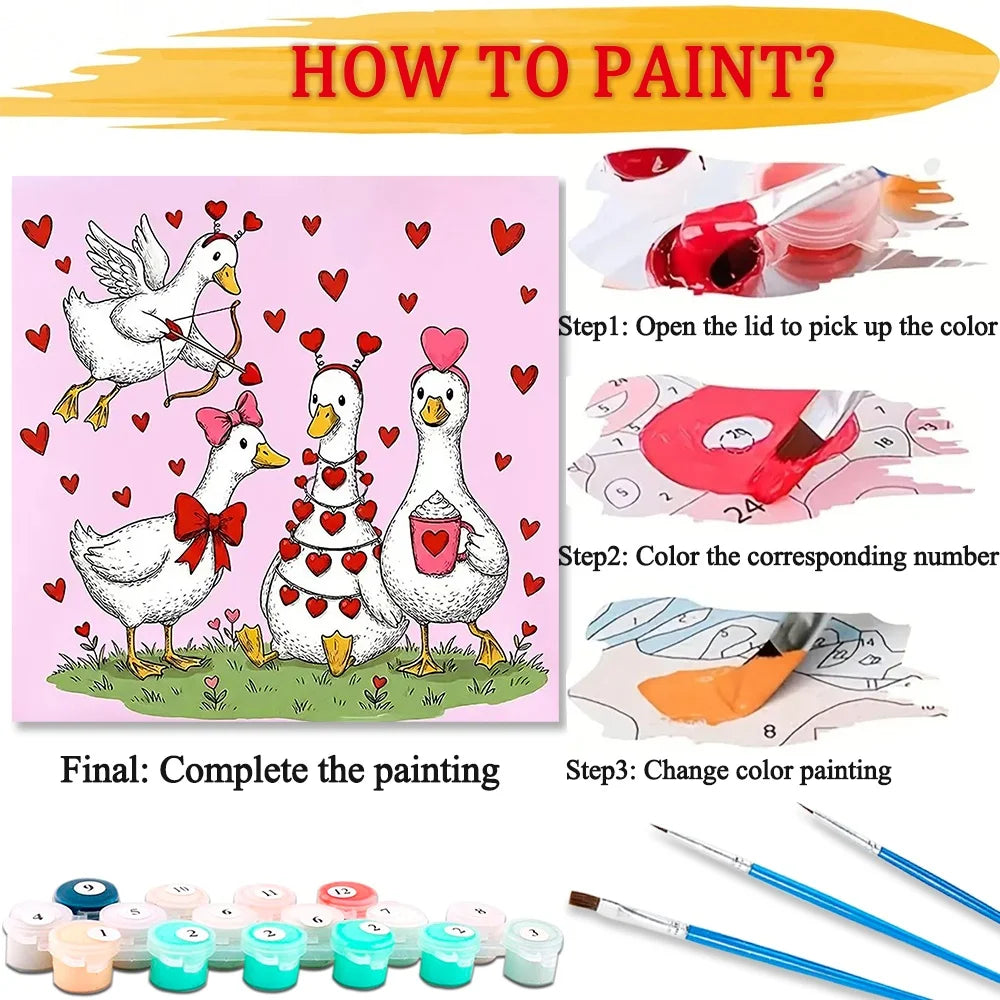 Duck And Hearts Paint By Numbers Kit