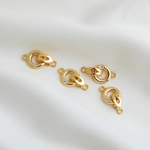 2pcs 14K Gold Plated Brass zircon Fold Over Clasps  For DIY Bracelet Necklace Jewelry Making