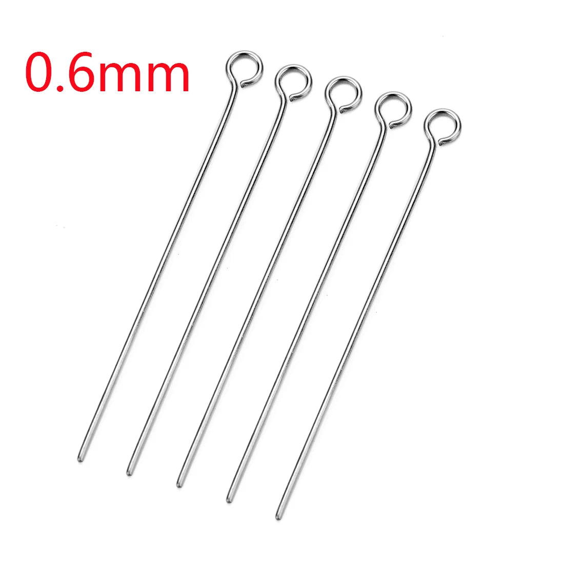 Stainless Steel Flat Head Pin, Eye Pin, Round Ball Pin 15 20 25 30 35 40 45 50mm  Finding for DIY Jewelry Making 100pcs