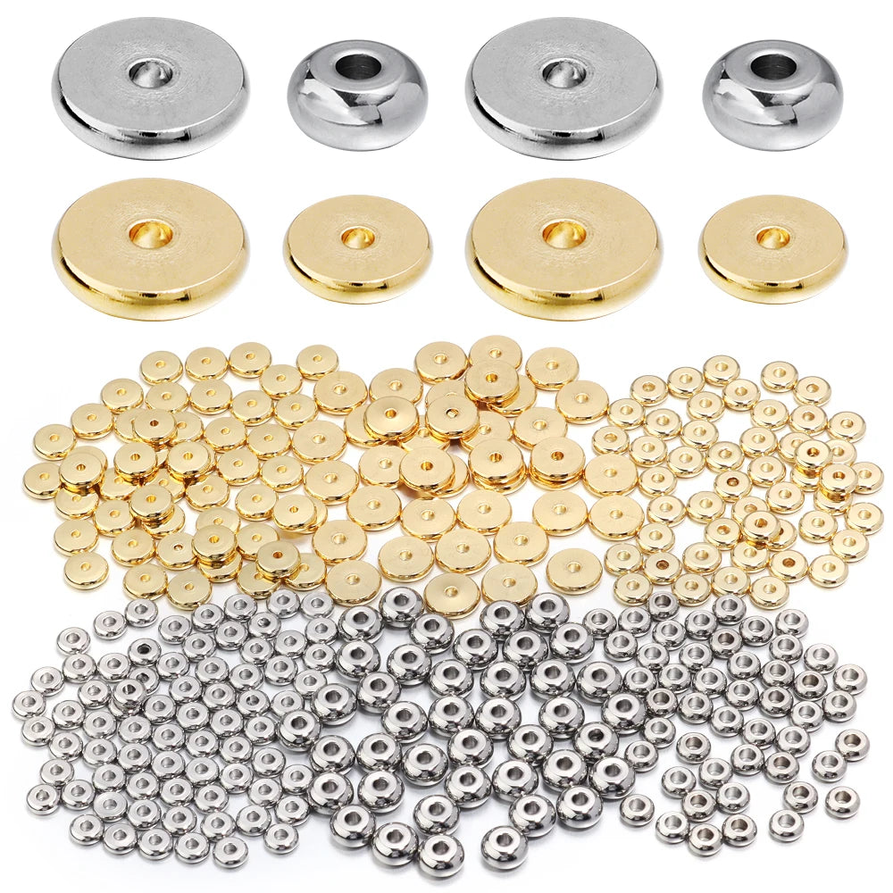 Stainless Steel Flat Round Spacer Bead For Necklaces Bracelets  Jewelry Making Findings