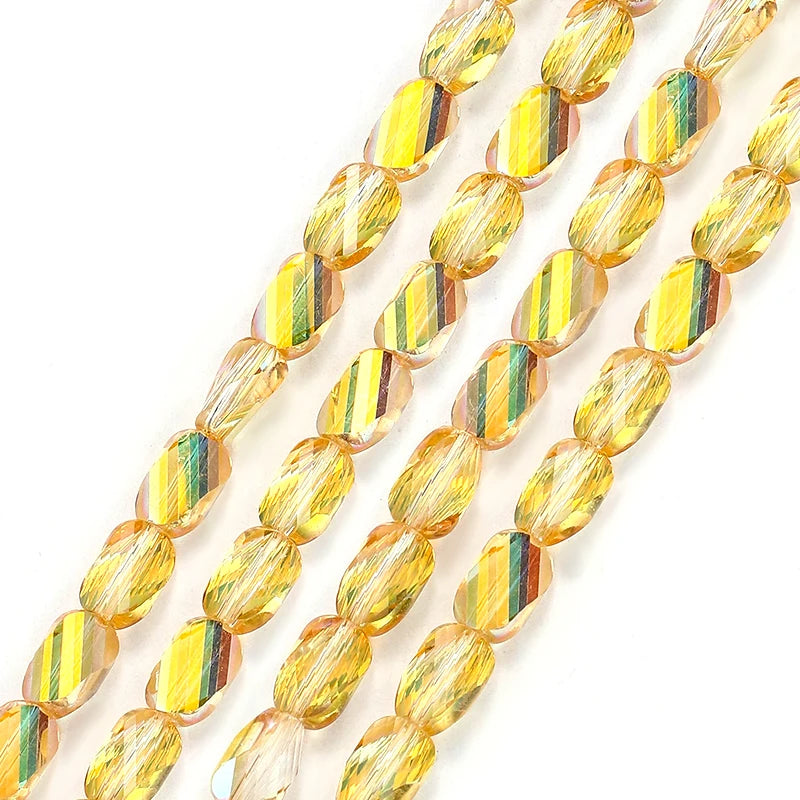 Faceted Glass Twisted Beads AB Color  Jewelry Bracelet Necklace Earring Making 2 Sizes