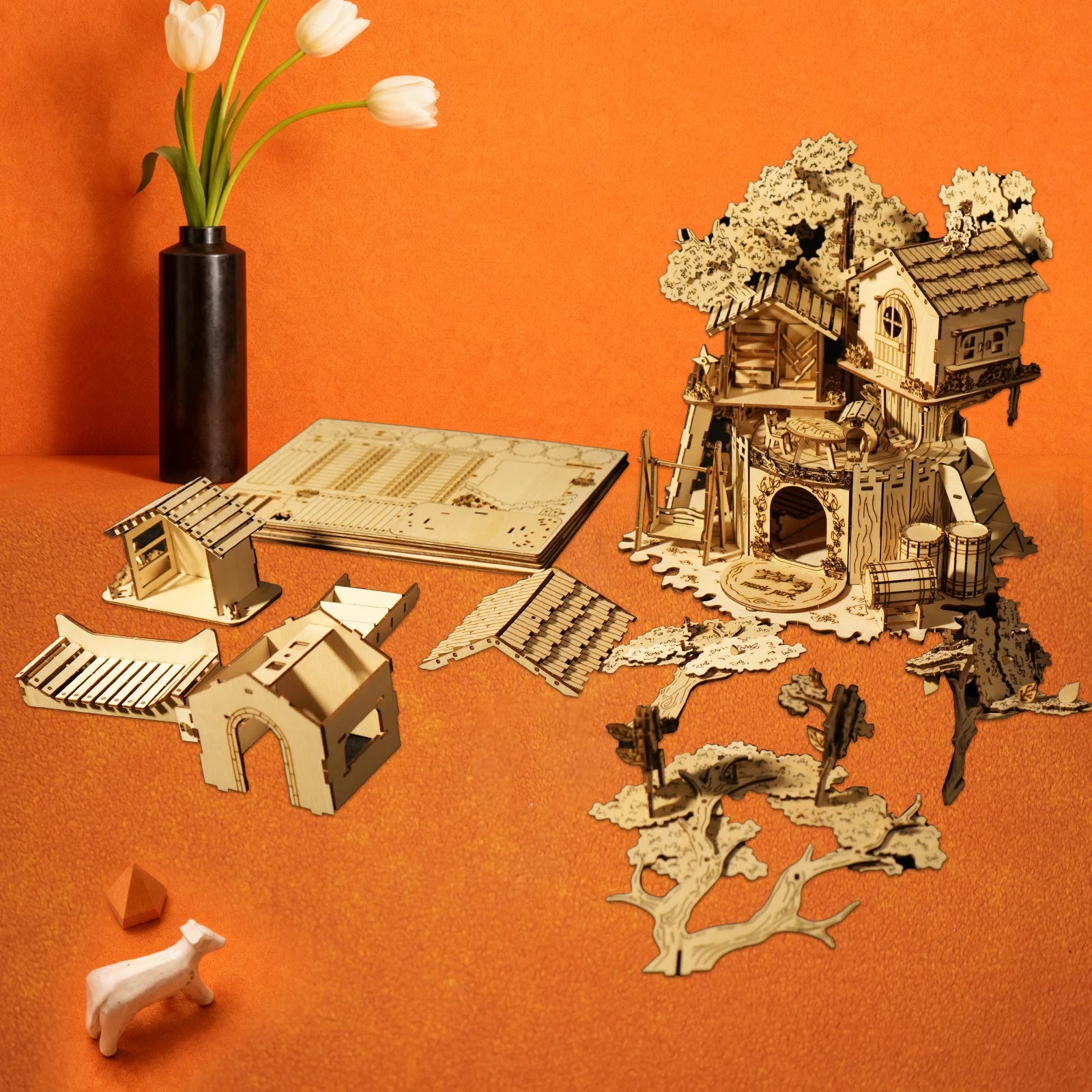 3D Wooden Puzzle Tree House With Light Assembly Model Kits