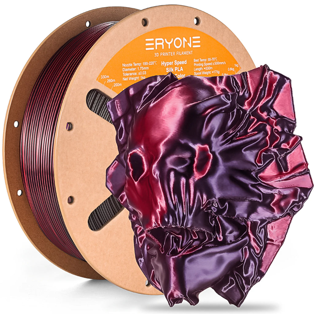 ERYONE 1KG Silk Dual Color PLA Series 3D Printer Filament 1.75mm,Coextrusion Silky Shiny Finish