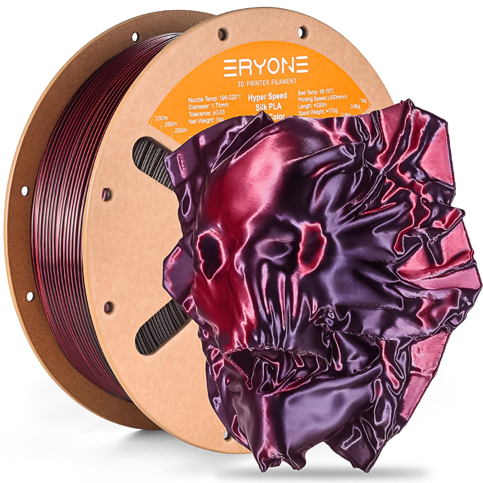 ERYONE 1KG Silk Dual Color PLA Series 3D Printer Filament 1.75mm,Coextrusion Silky Shiny Finish