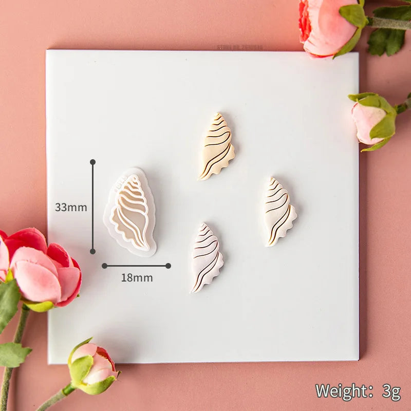 Ocean Sea Polymer Clay Cutters Summer Beach Earring Embosser Cutter Shell Conch Fish Tail Shape Earring Mold for Pendant Jewelry