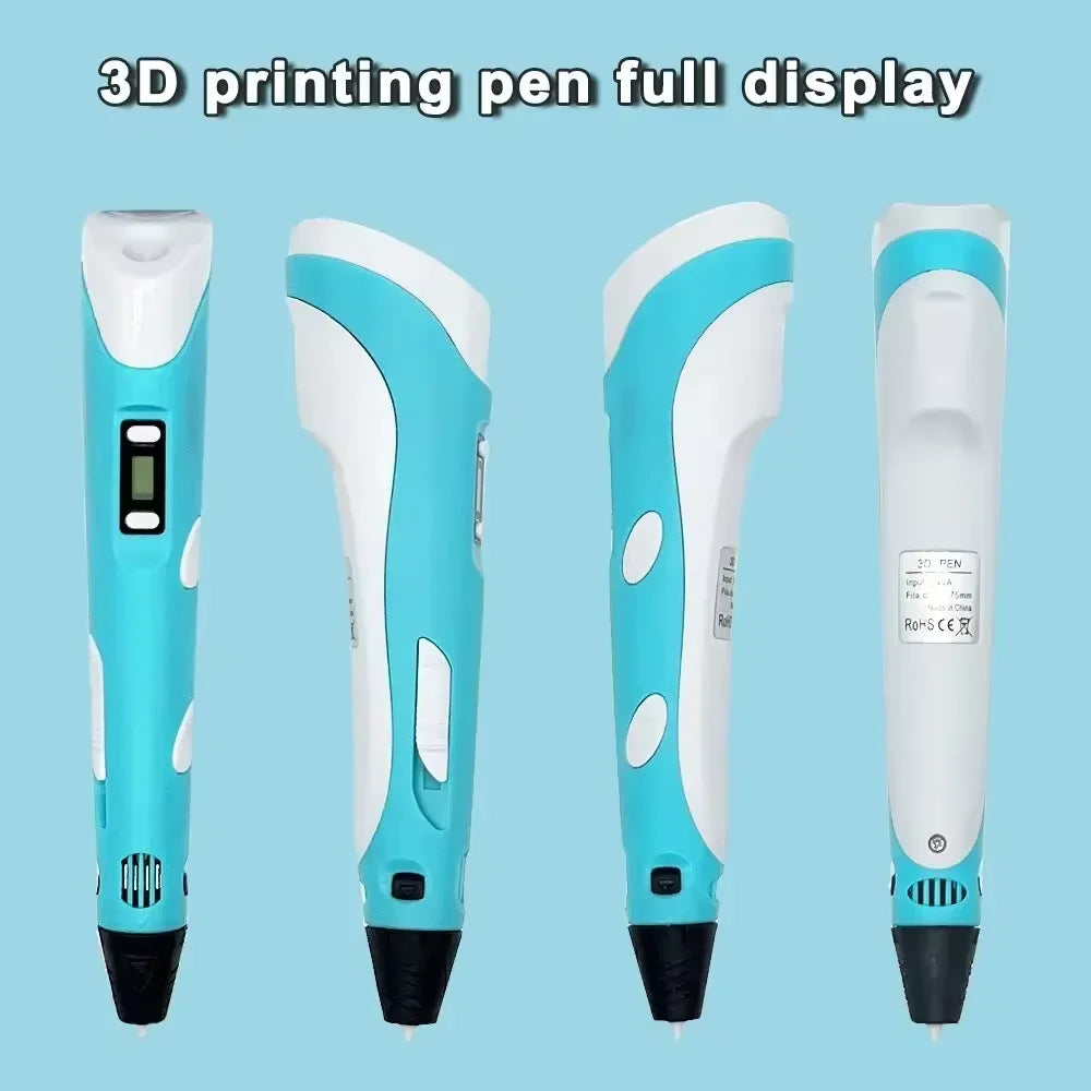Electronic 3D Printing Pen with 9M PLA Consumables High-Temperature 3D Graffiti Tool Intelligent Toy