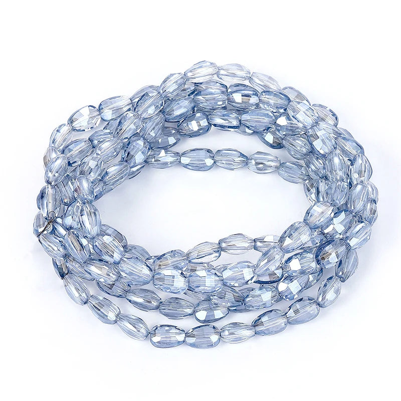 Faceted Glass Beads for  Jewelry Making Bracelet Necklace Earring Keychains 10 Colors 6x8mm
