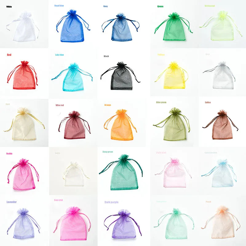 Drawable Organza Jewelry Packaging 7x9 9x12cm 10x15 13x18cm  22 Colors 100 Pieces