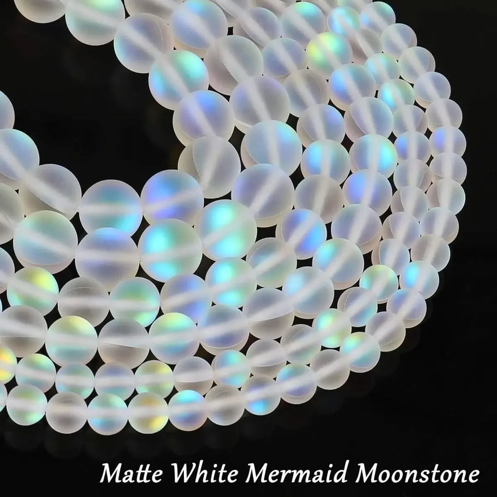 Matte White Aurora Crystal Glass Beads