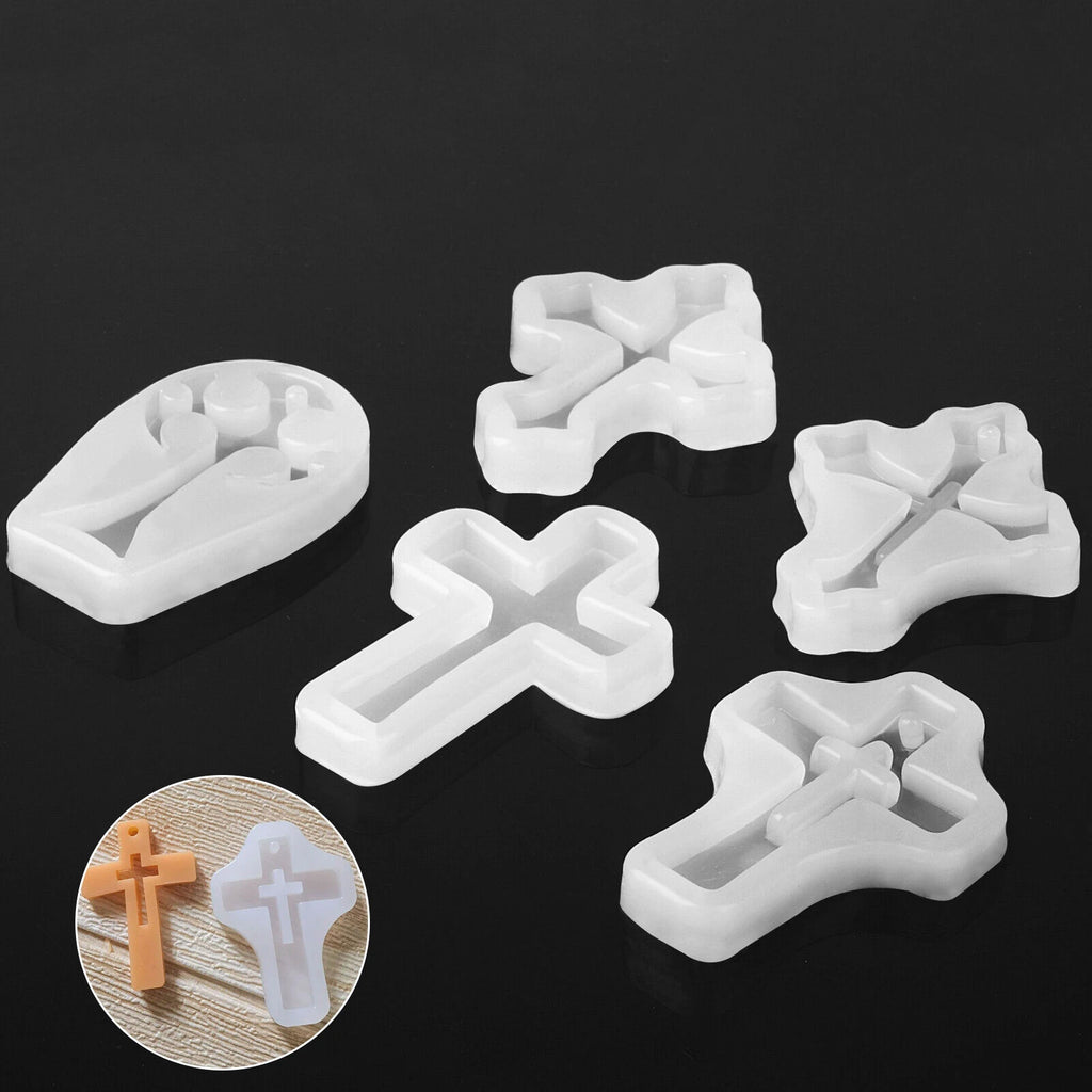 5Pcs Cross Silicone Resin Mold  for DIY Epoxy Resin Crafts Jewelry Making Accessories Tools Necklace Pendants Casting Mould