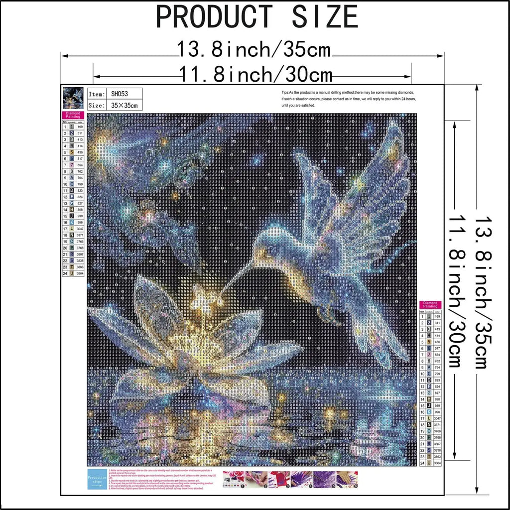 Hummingbird Diamond Painting Kit for Adults, 5D Full Drill Round Dots Art Craft Home Wall Decor 14x14 Inch