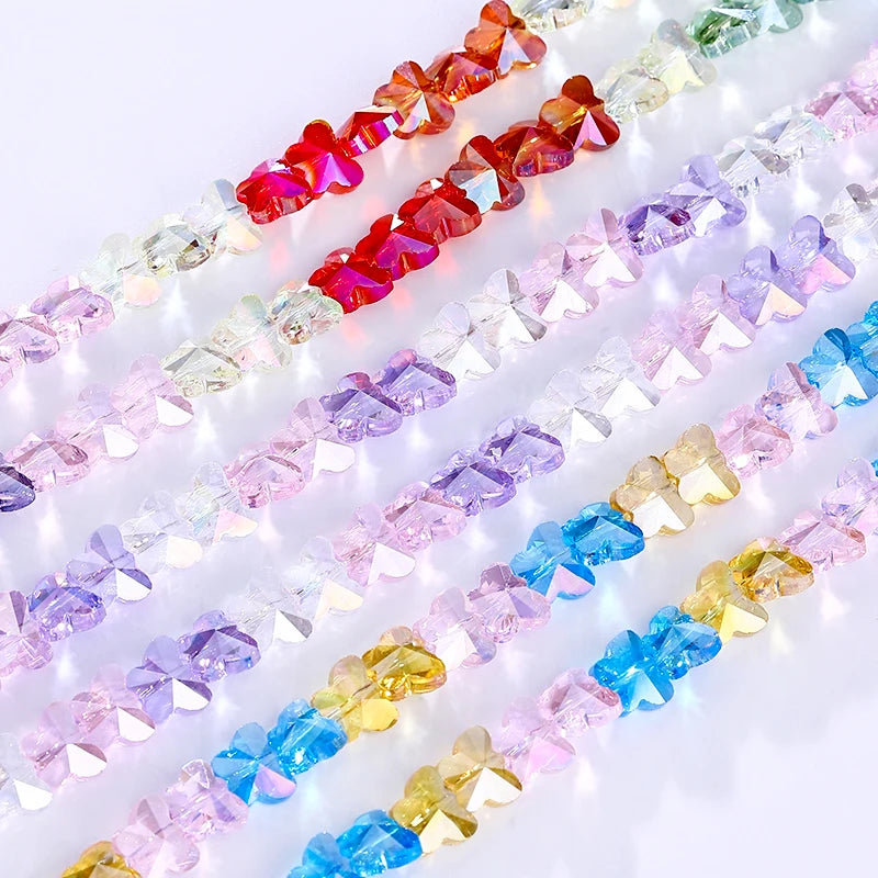 Colorful Crystal Butterfly Beads for Bracelets, Necklaces, Earring, 8x10mm