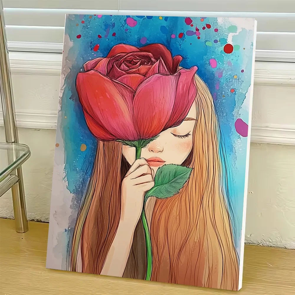 Girl With Rose Paint By Numbers Kit