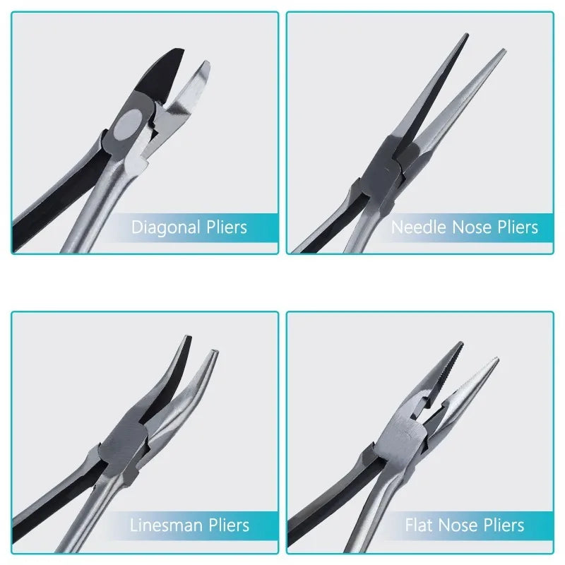 4Pcs Jewelry Pliers Tool Set, with Round Nose Pliers, Needle Nose Pliers, Wire Cutters and Bent Nose Pliers for Jewelry Making