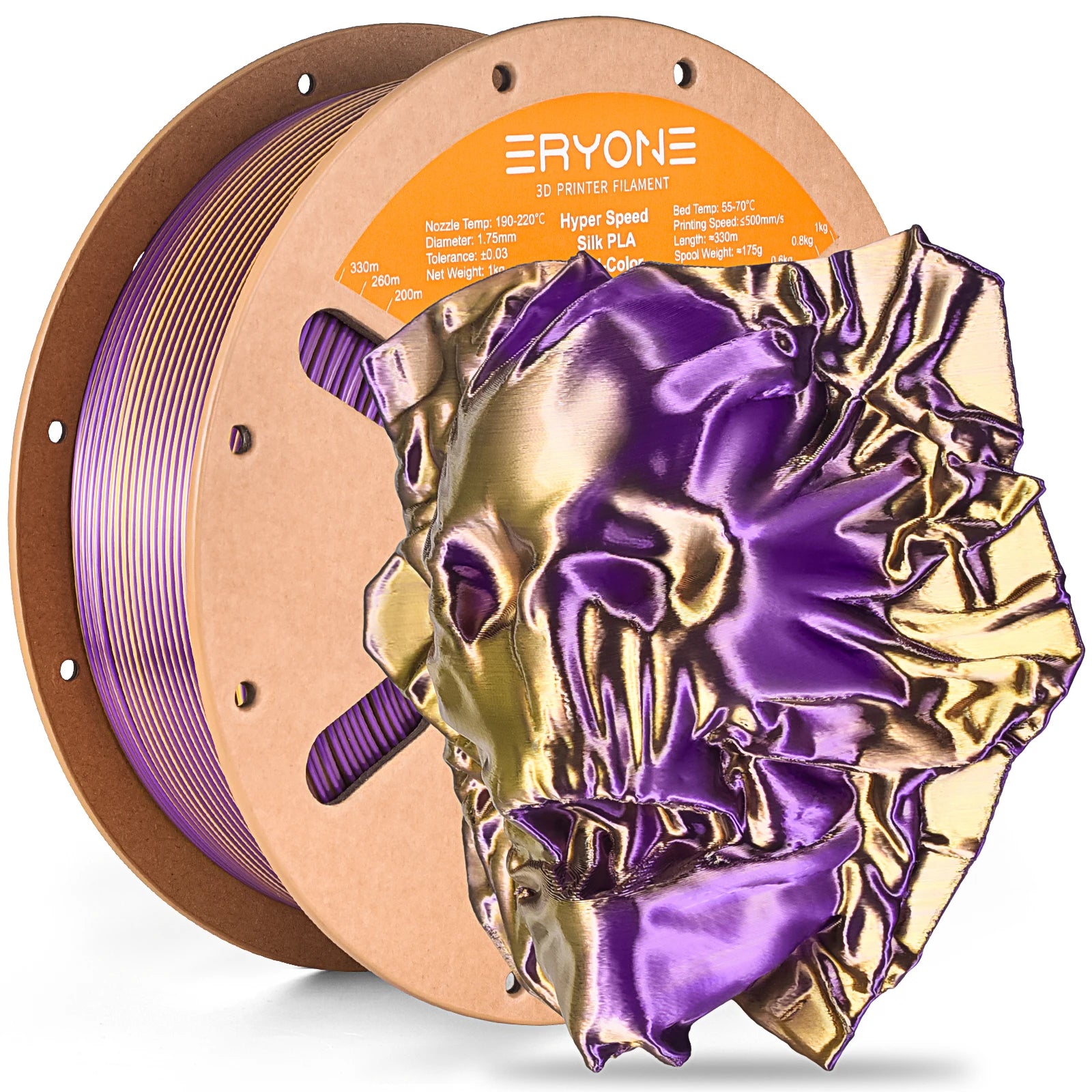 ERYONE 1KG Silk Dual Color PLA Series 3D Printer Filament 1.75mm,Coextrusion Silky Shiny Finish