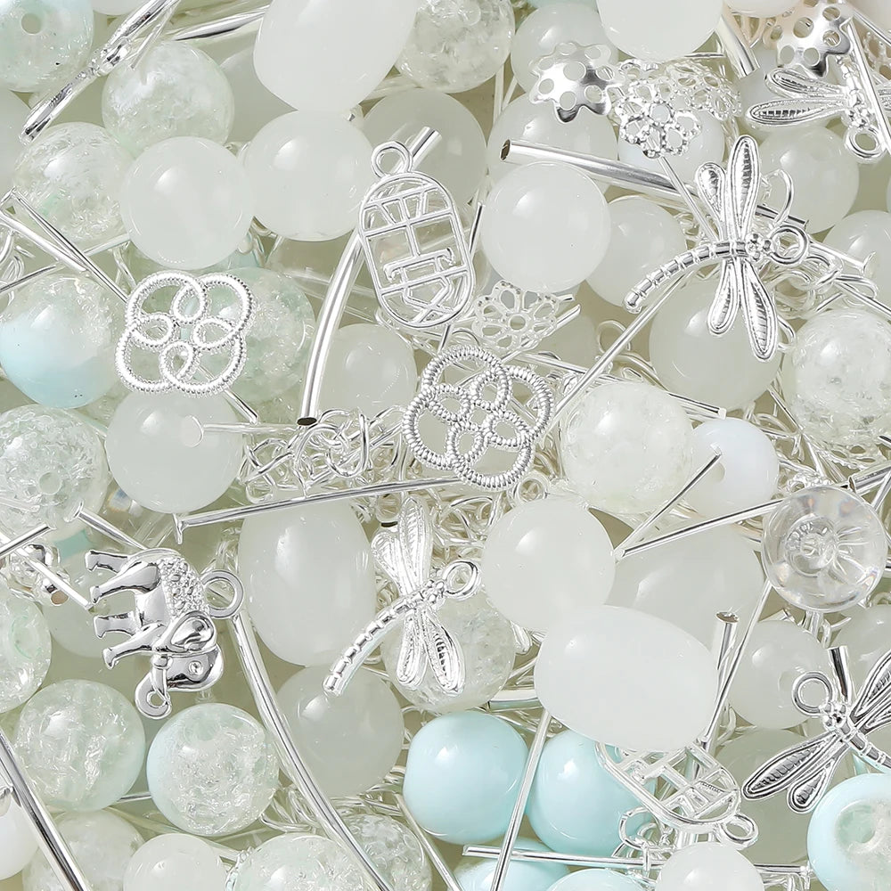 Mixed Glass Beads Metal Pendants For Bracelets & Necklaces