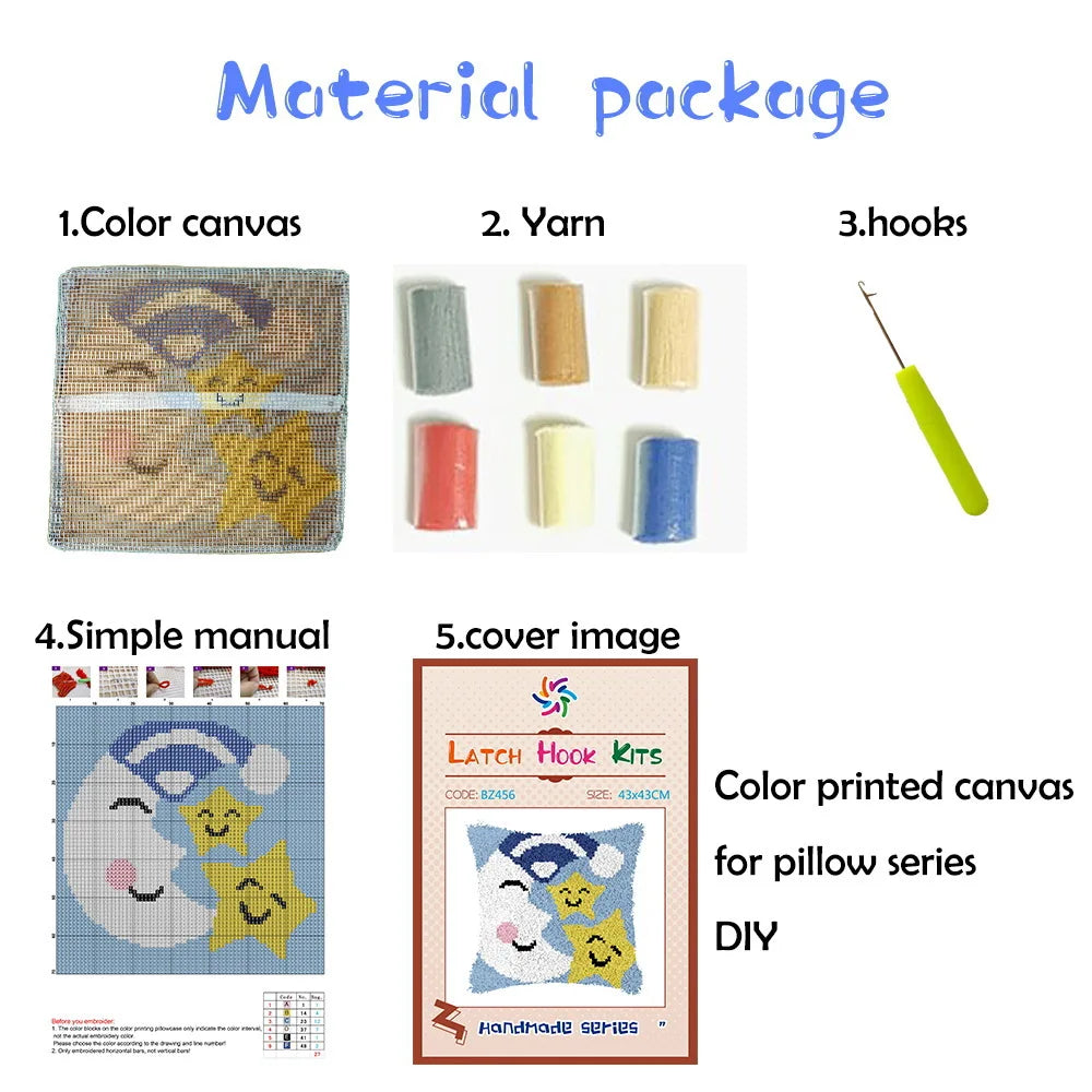 Cute Scottie Latch Hook Cushion & Carpet Kit Wool Material