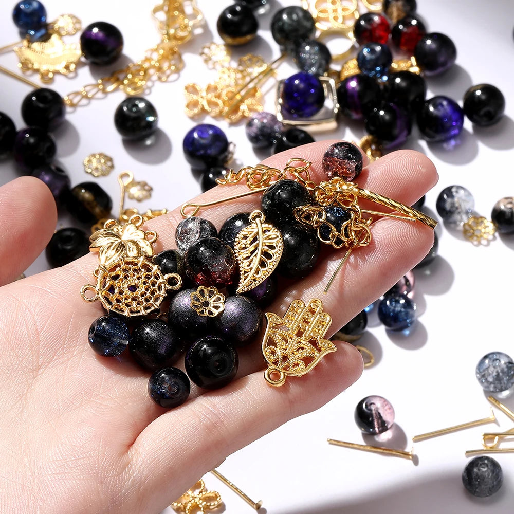 Mixed Glass Beads Metal Pendants For Bracelets & Necklaces