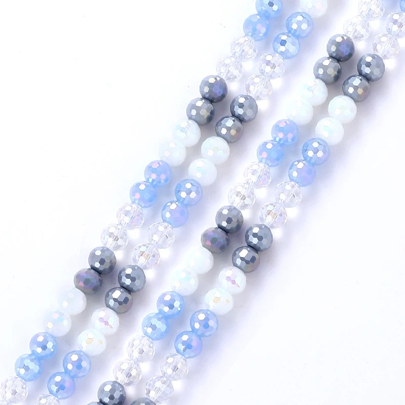 Colorful  Crystal Faceted Disco Ball Beads Electroplate Glass for Jewelry Making 8mm