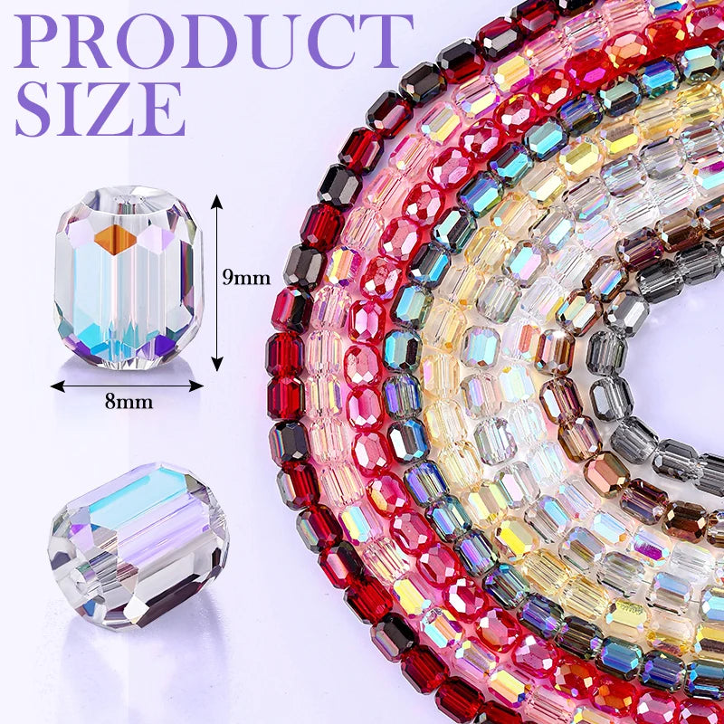Crystal Glass  Beads Barrel Faceted for Bracelets, Necklaces, Earrings Jewelry Making 8mm