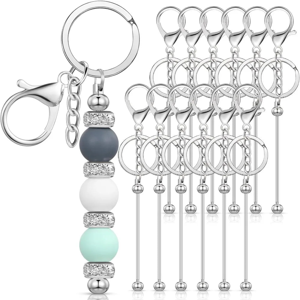 Beadable Keychains  Blank  Metal  12 Pcs