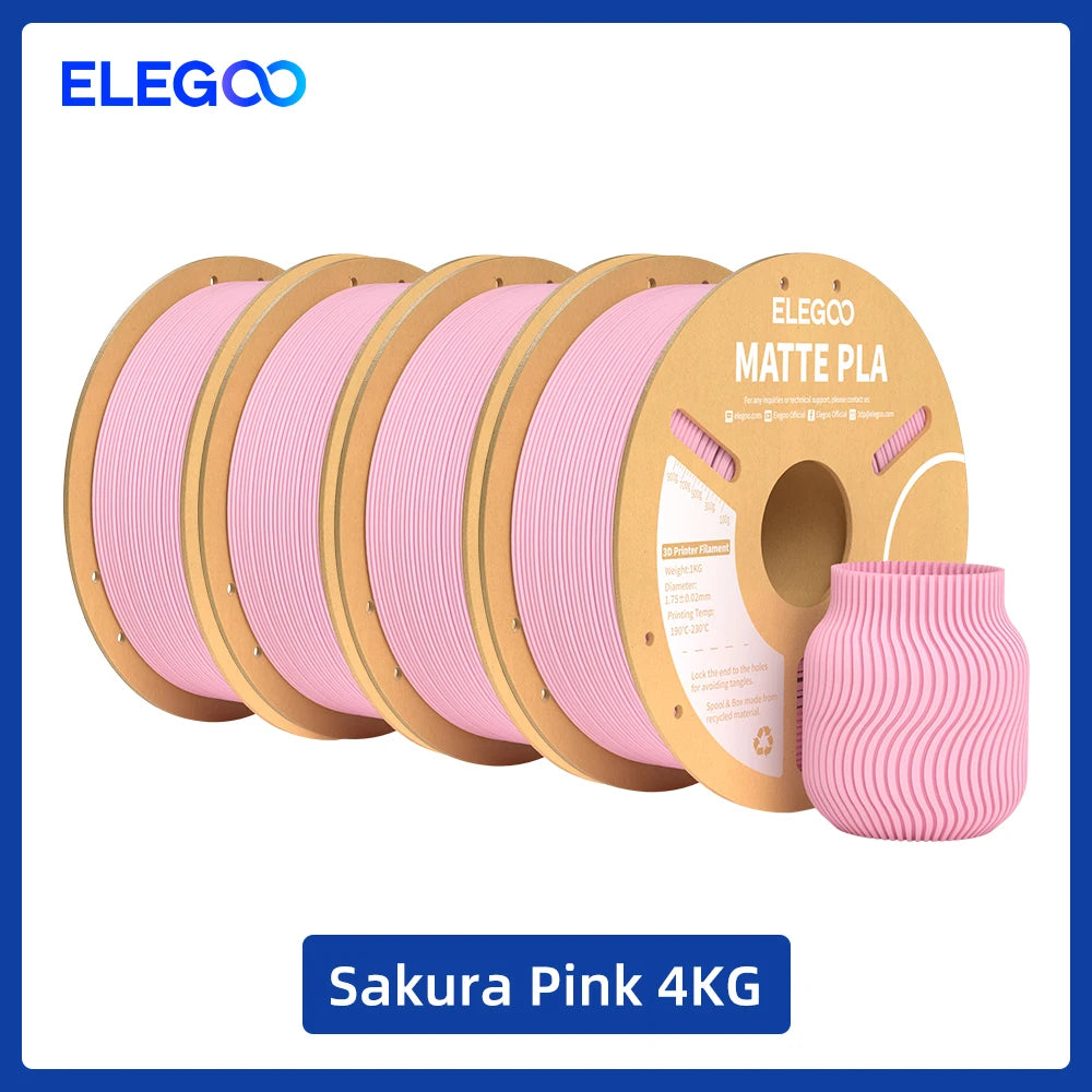 Matte Filament PLA 1KG for FDM 3D Printer PLA ELEGOO Dimensional Accuracy +/- 0.02mm