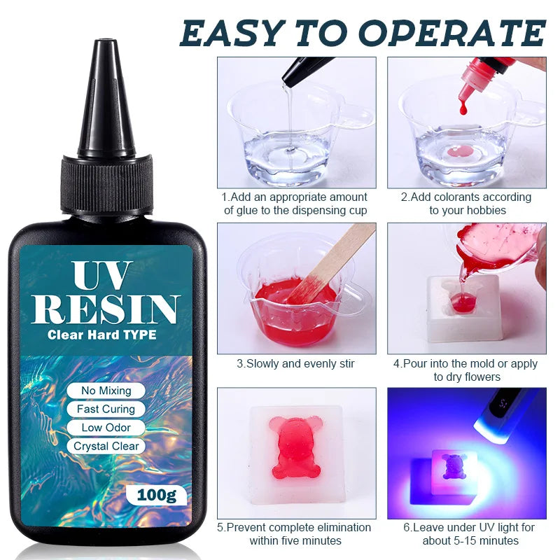 UV Resin Kit With Light Upgraded Hard Type Crystal Clear  Jewelry Making & More