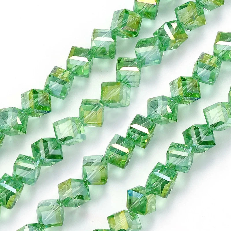 Diagonally Cube Faceted Crystal Glass Beads for Jewelry Making Bracelets, Earrings & Necklaces 4-8mm