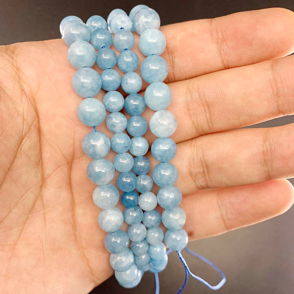 Natural Aquamarine Agate Bead Round  1 strand 4/6/8/10/12mm