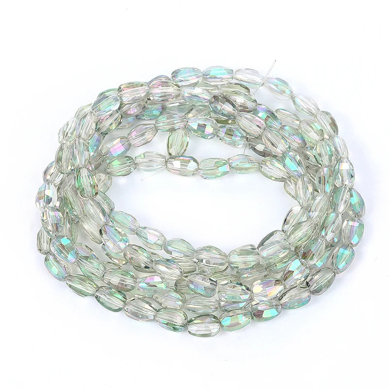 Faceted Glass Beads for  Jewelry Making Bracelet Necklace Earring Keychains 10 Colors 6x8mm