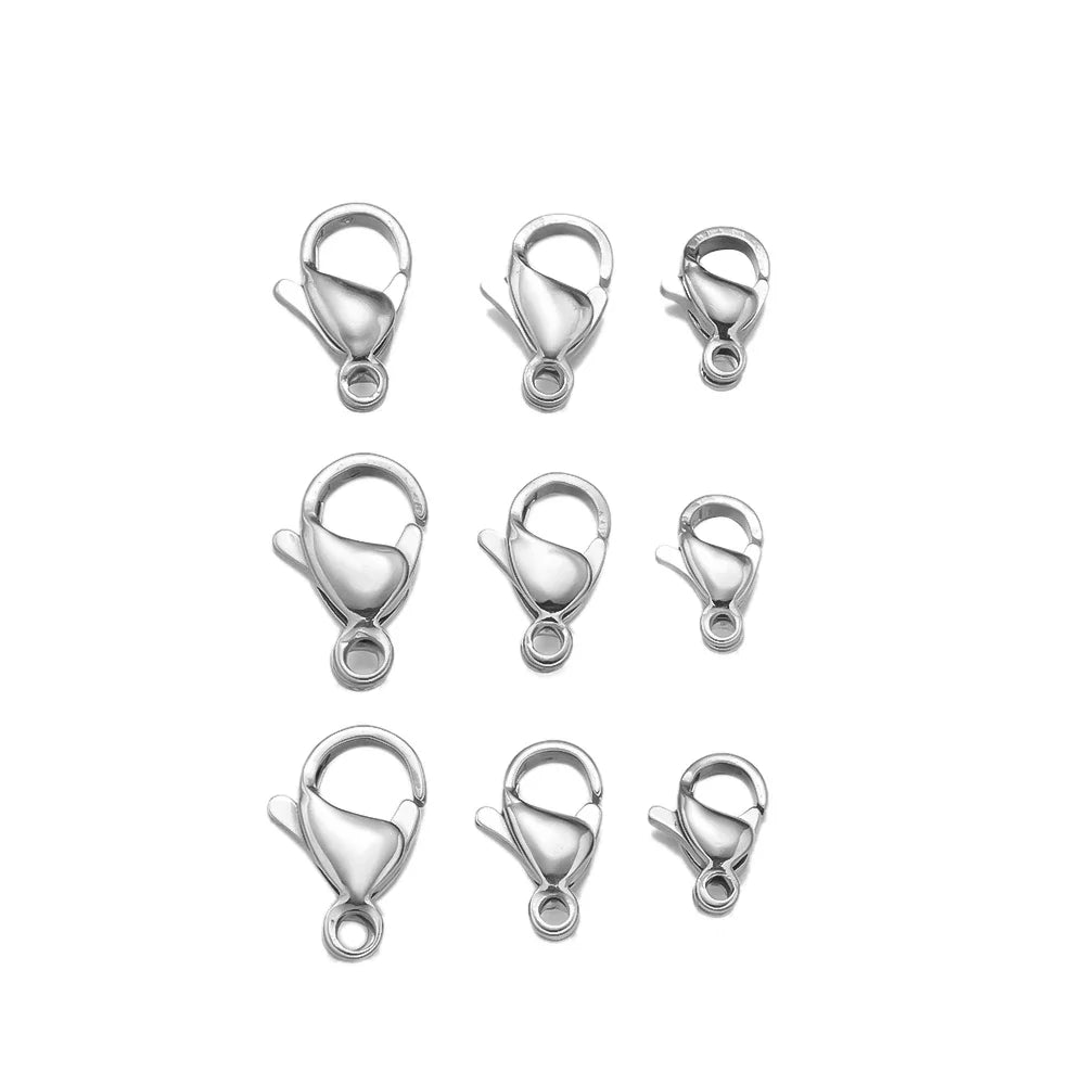 Stainless Steel Lobster Clasps For Bracelet Necklace Jewelry Making 9/10/11/12/13mm 100 Pieces