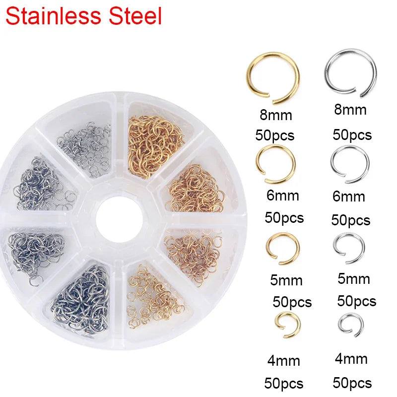 Stainless Steel Lobster Clasps Open Jump Rings Crimp Beads Caps For  Bracelet Necklace  Jewelry Findings Set