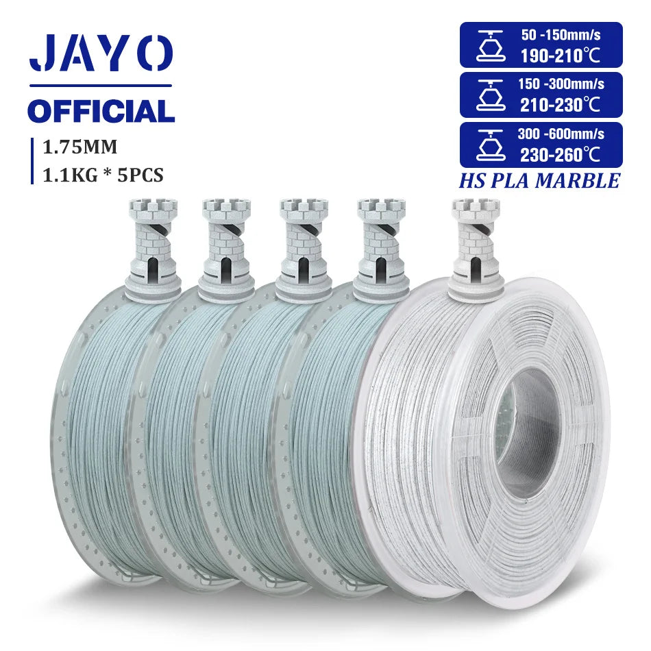 JAYO High Speed Marble  5 Rolls PLA 3D Printer Filament For FDM Marble-Like Texture