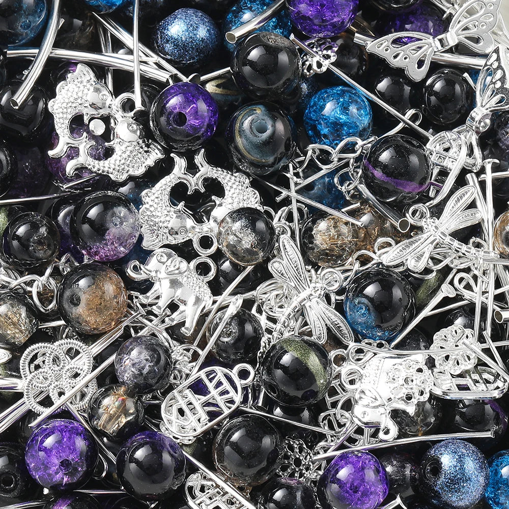 Mixed Glass Beads Metal Pendants For Bracelets & Necklaces