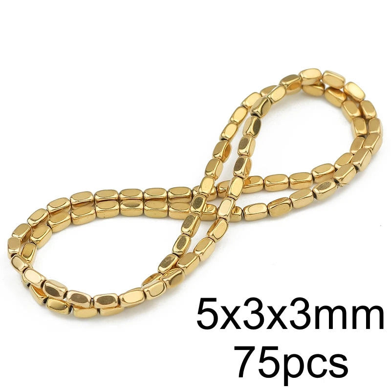 AAA+ Retention Color Natural Gold Plated Hematite  Loose Beads For Jewelry Making