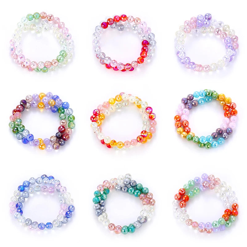 Colorful  Crystal Faceted Disco Ball Beads Electroplate Glass for Jewelry Making 8mm