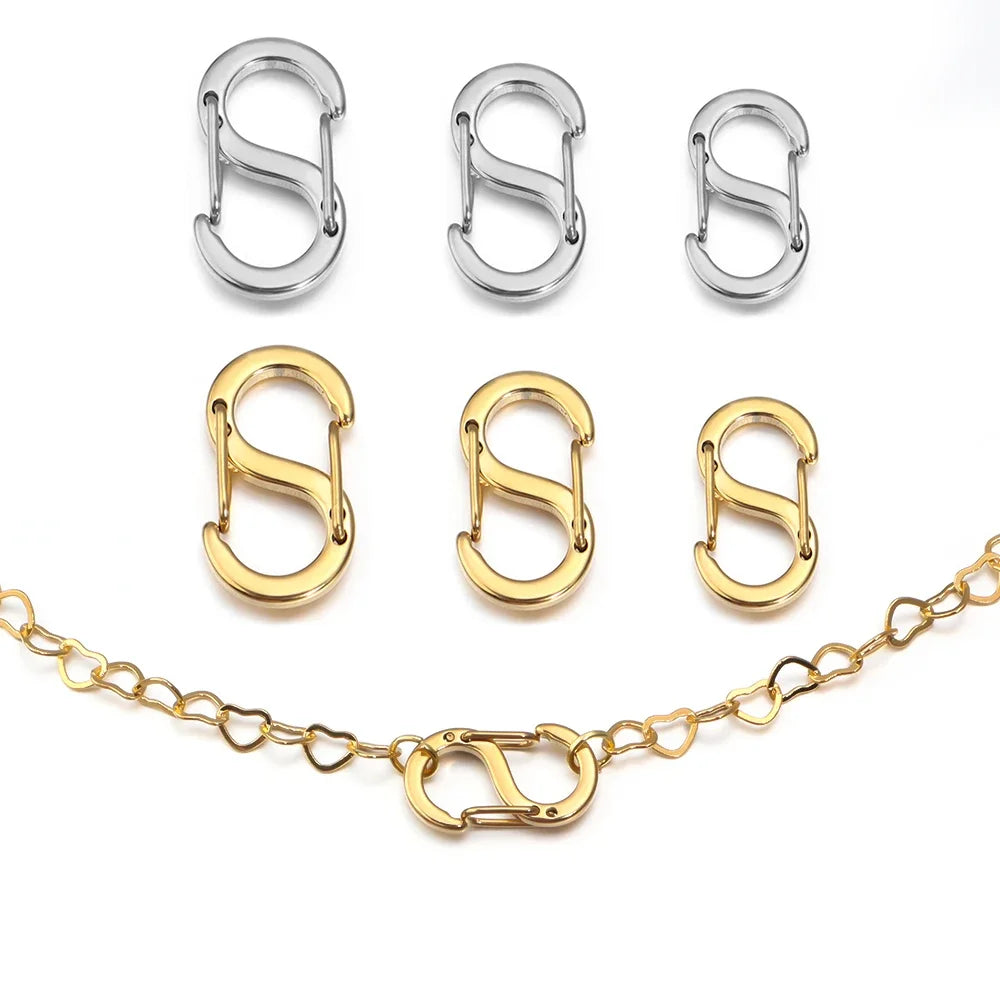 2-5pcs Gold Plated  Stainless Steel S Clasp  Connectors Necklace for  Jewelry Making