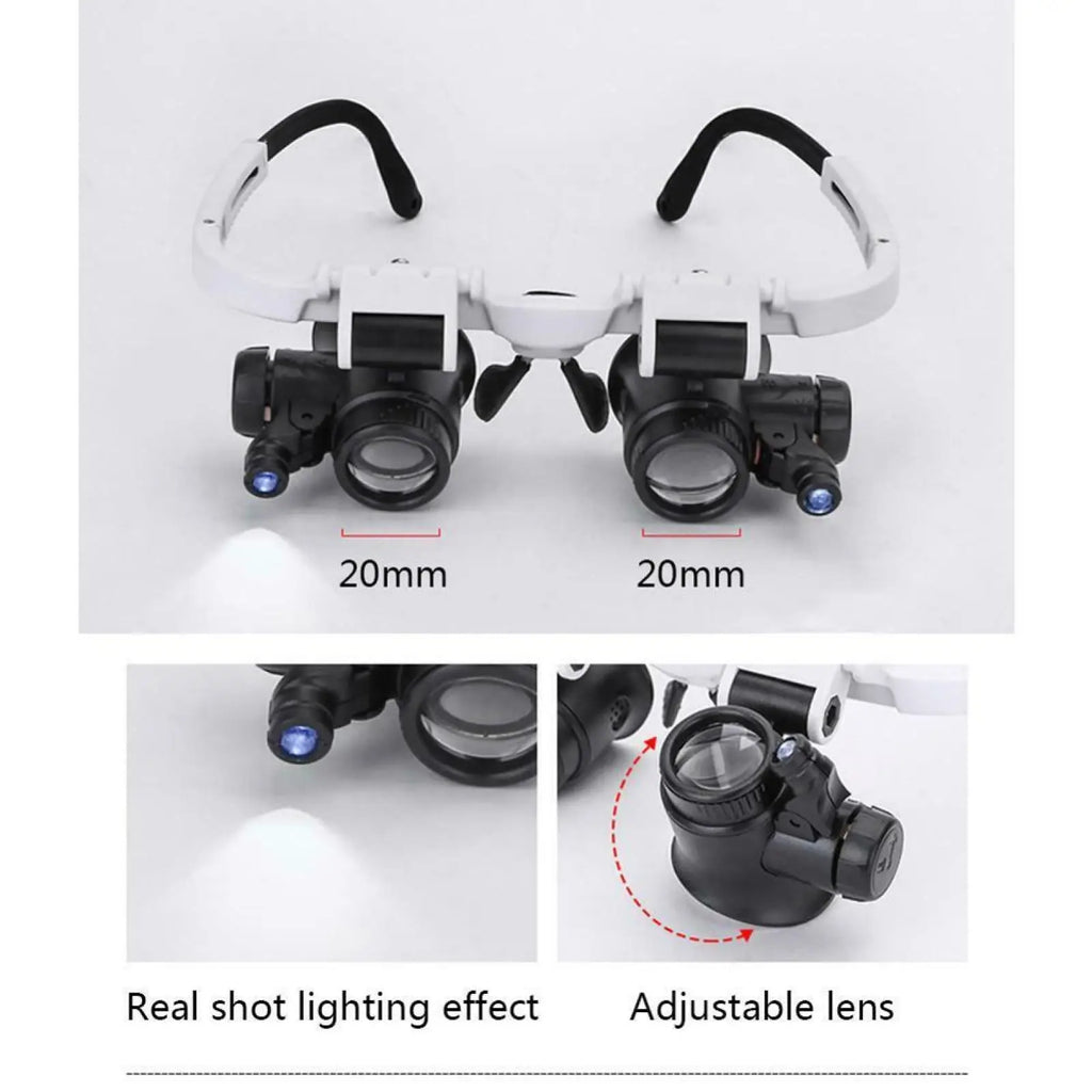 Adjustable Dual Polished Acrylic Lens Jewelry Makers  Magnifier Glass  Eye Loupe 8X 15X 23X