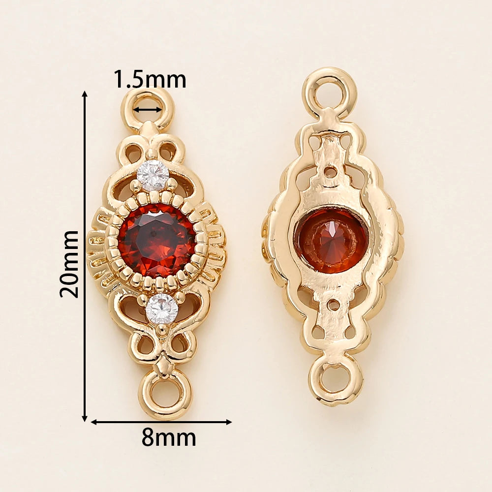 5 Pieces per Pack 18K Gold Plated Over  Brass 2 Holes Oval Connector Pendants for DIY Necklaces, Bracelets & Earrings  Jewelry Making Findings