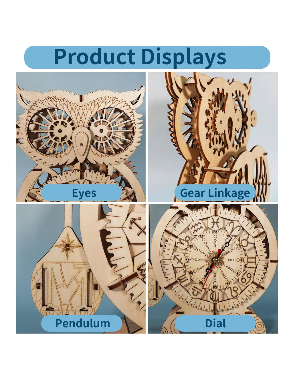 3D Wooden Puzzle Owl Clock Model To Build Kit for Adults