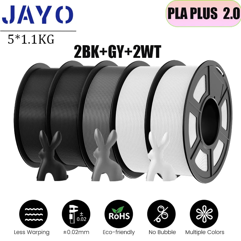 JAYO 5Rolls PLA/PLA Plus/Petg/ABS/TPU/PLA Metal/PLAYG/HS-PLA 3D Printer Filament 1.75mm FDM