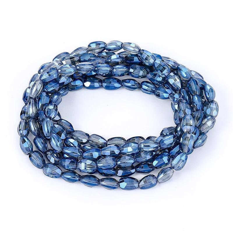 Faceted Glass Beads for  Jewelry Making Bracelet Necklace Earring Keychains 10 Colors 6x8mm