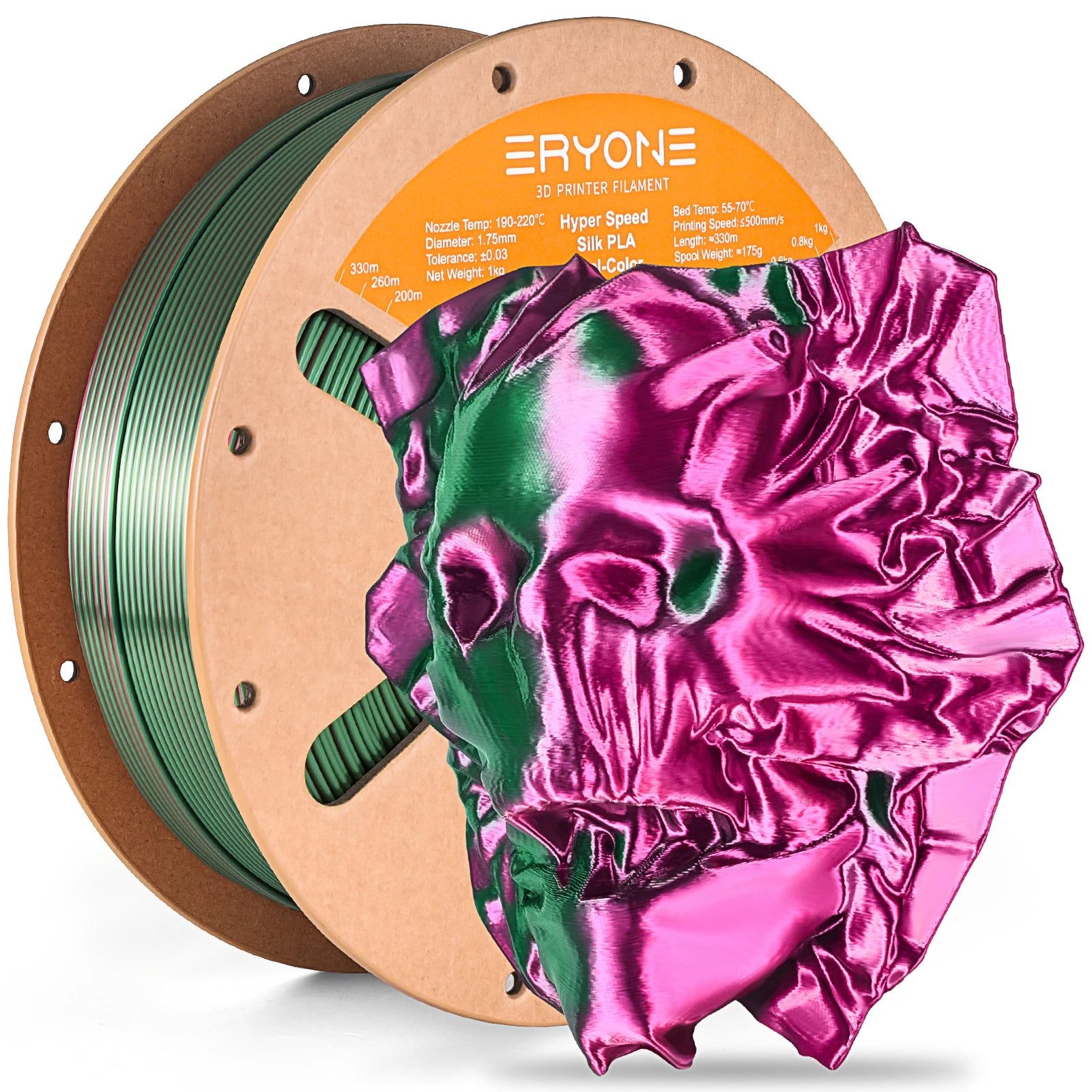 ERYONE 1KG Silk Dual Color PLA Series 3D Printer Filament 1.75mm,Coextrusion Silky Shiny Finish