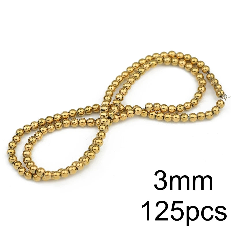 AAA+ Retention Color Natural Gold Plated Hematite  Loose Beads For Jewelry Making
